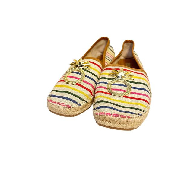 Louise et Cie Espadrille Adige Striped Pineapple Colorful Flat Slip On Shoes 8.5 - Picture 2 of 9